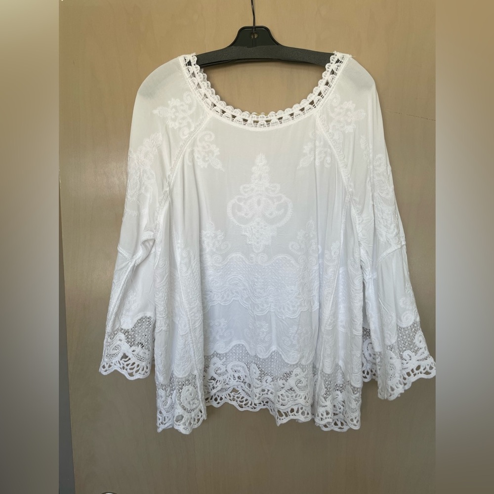 Democracy embroider and lace top